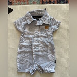 American Hawk|Baby boy Pastel Blue Striped Romper,button down details•••Preppy